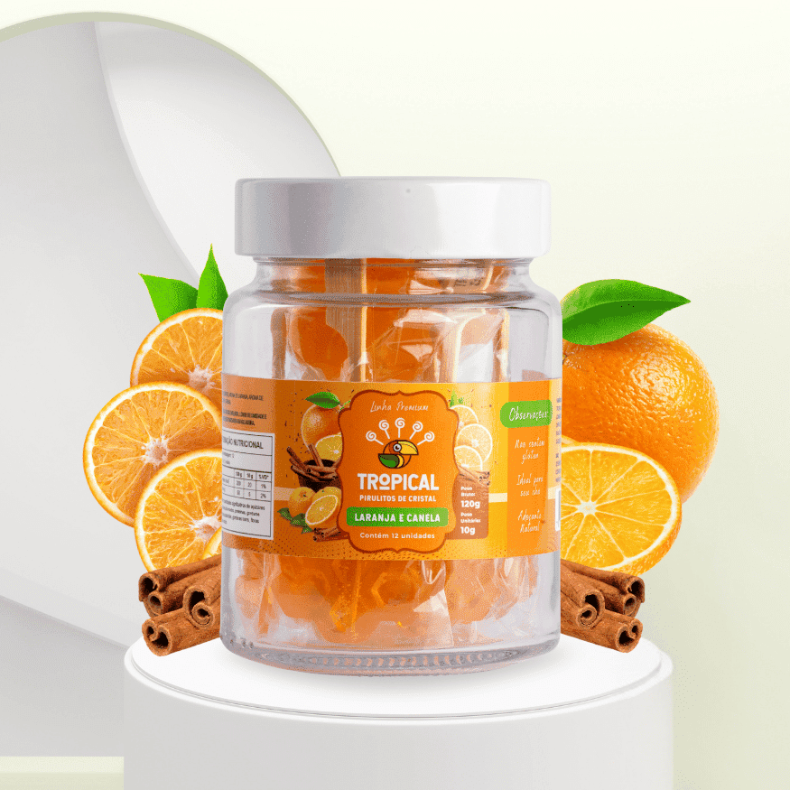 (POTE) 12 Pirulito Cristal - Laranja e Canela 2