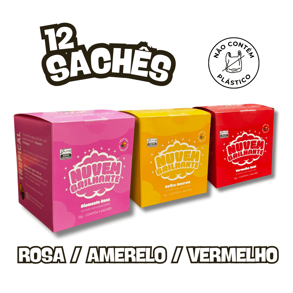 KIT 3 - 3 nuvens - ROSA AMARELO VERMELHO