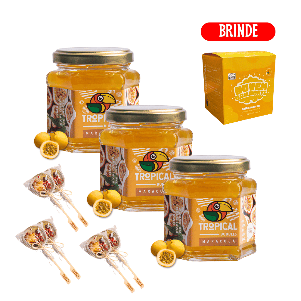 KIT 3 BUBBLES - MARACUJA + BRINDE PIRULITO