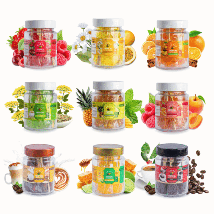 Kit com 9 Potes de Pirulitos para Café e Chá (Todos os Sabores)