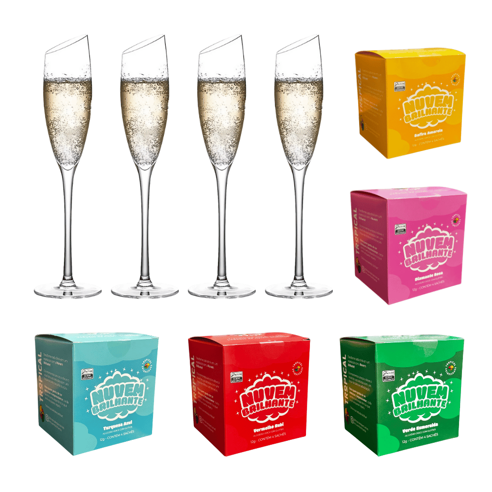 Kit Premium Virada de Ano_ 5 Nuvens + 5 Taças Hora Dourada