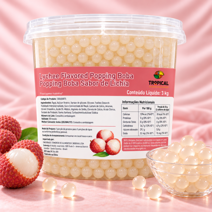Tropical Bubbles balde de 3kg, sabor Lichia como exemplo da apresentação