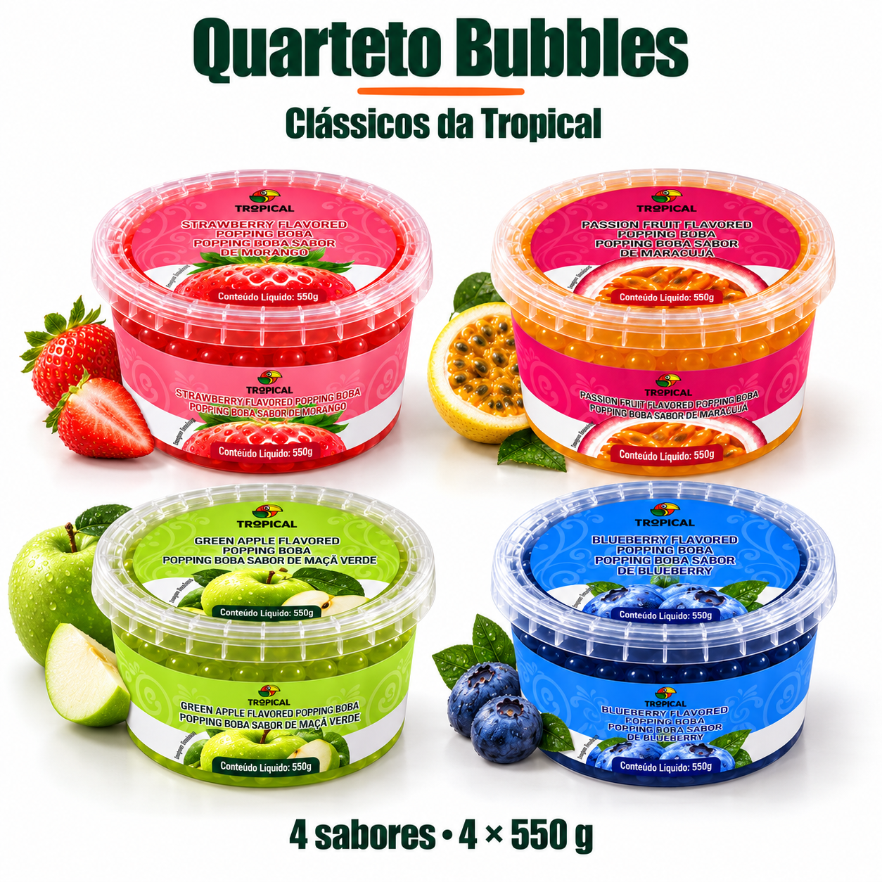 Quarteto Bubbles — Clássicos da Tropical — 4 potes de 550 g