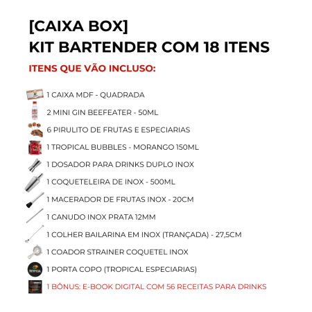 [CAIXA BOX] Kit Bartender com 18 itens - 2