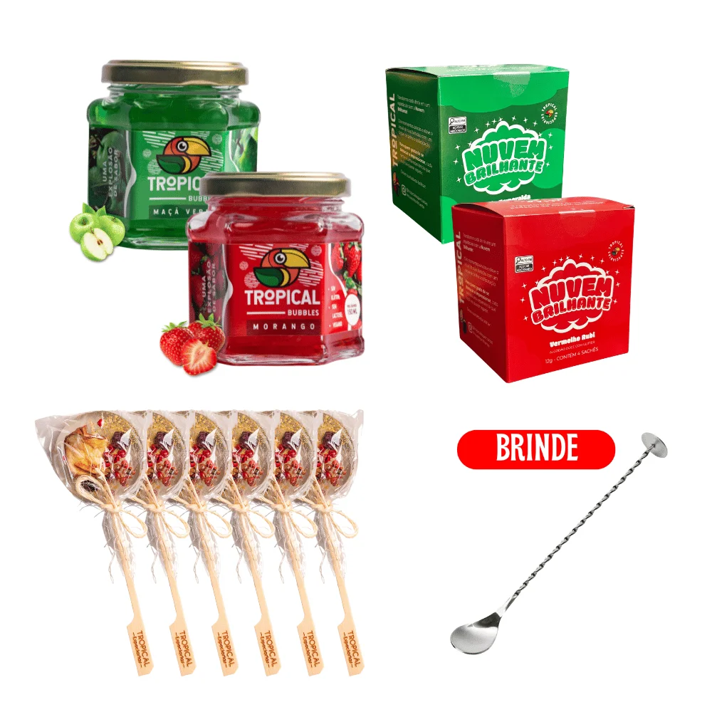 KIT NATALINO 2 BUBBLES + 2 NUVEM + 6 PIRULITOS + BRINDE COLHER